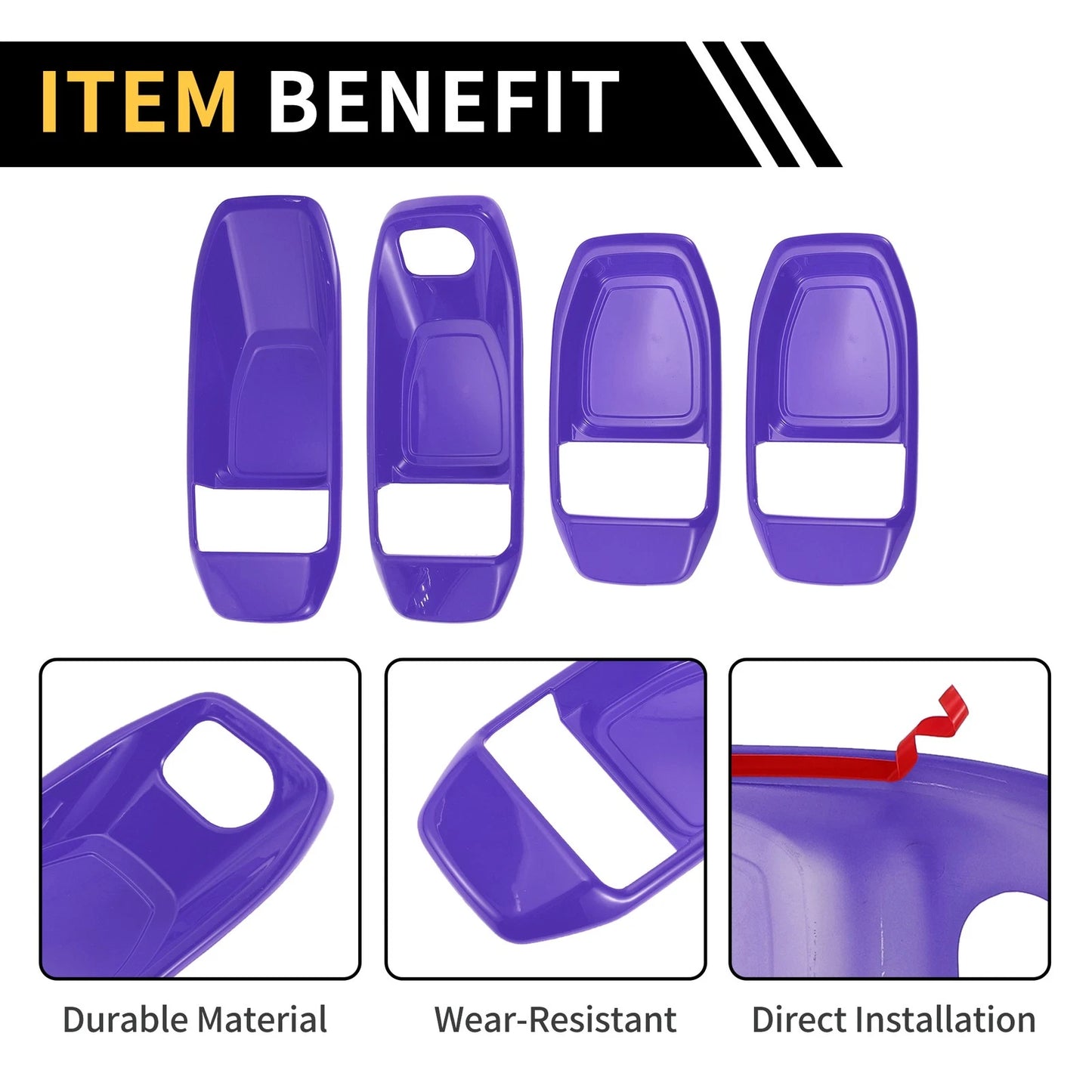 Set of 4 Interior Door Handle Bowl Cover Trims for Jeep Wrangler JL (2018–2023)