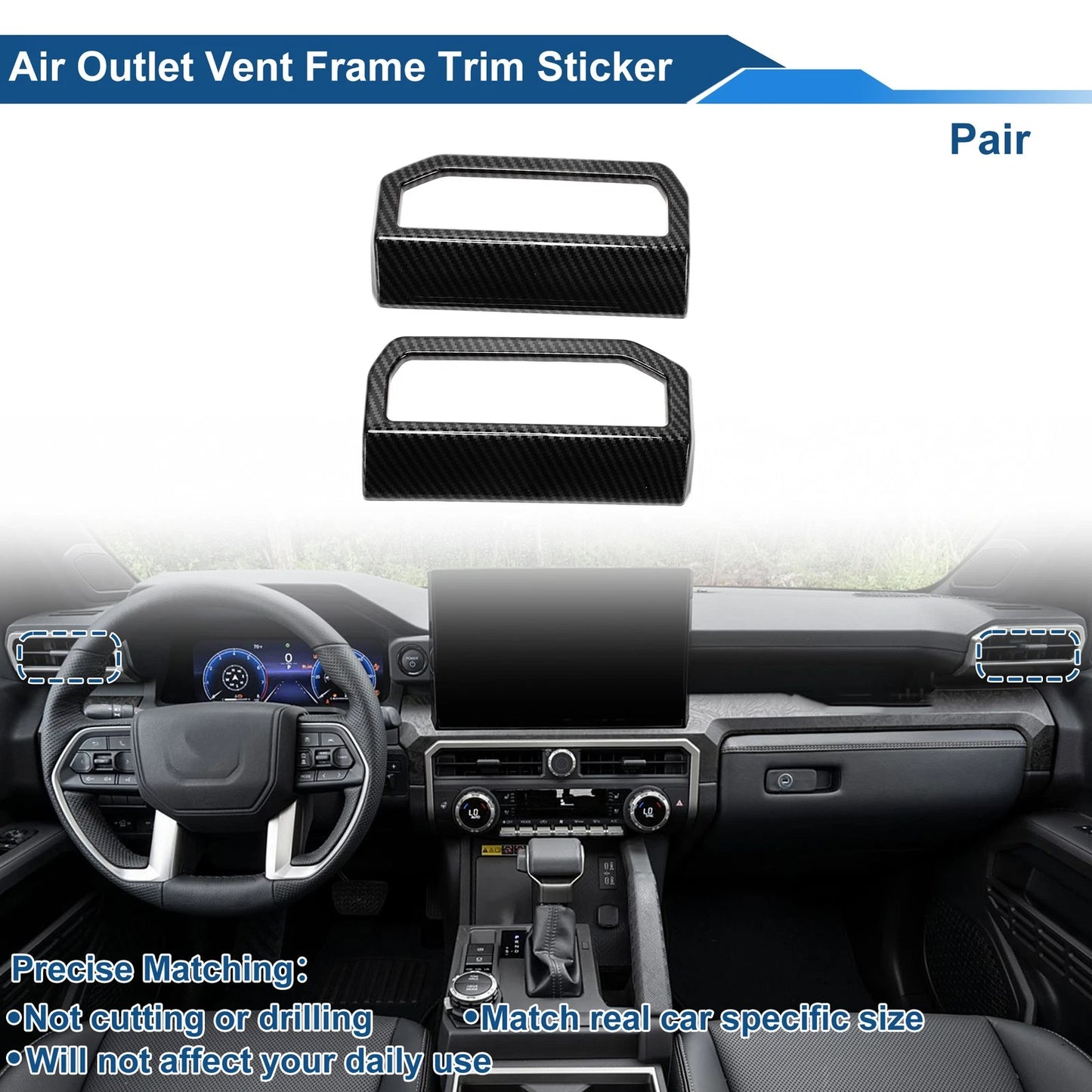 Air Condition Outlet Vent Trim Cover Frame for Toyota Tacoma (1Pair)