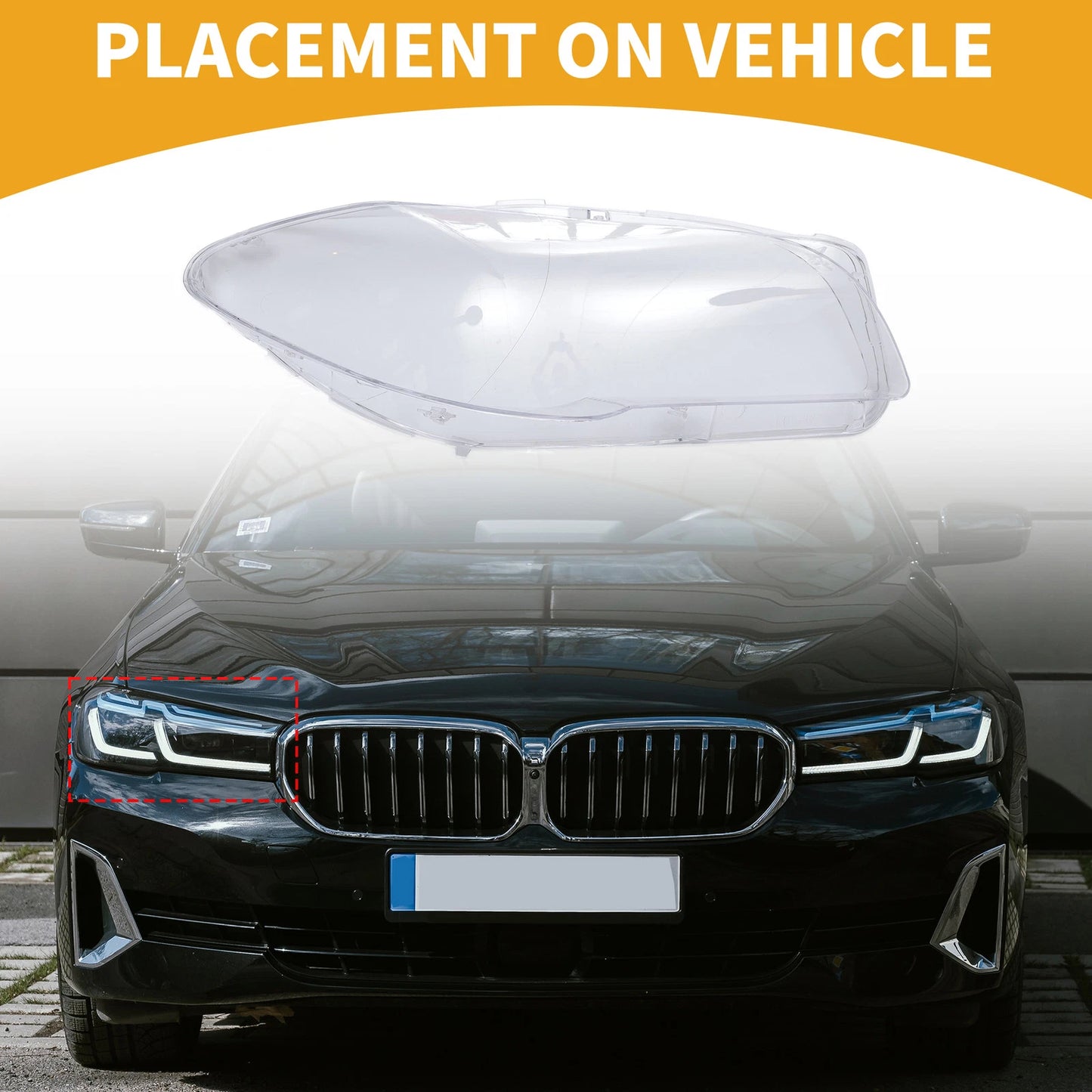 1 Pc Headlight Lens Cover for BMW 528i (2011) No. 63117271912 Clear