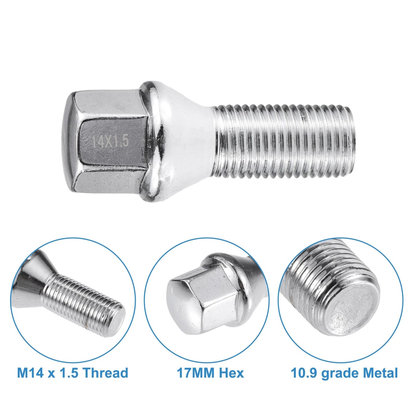 20 Pcs M14 x 1.50 Wheel Bolt Replacement for BMW 7 Series (2002–2008)