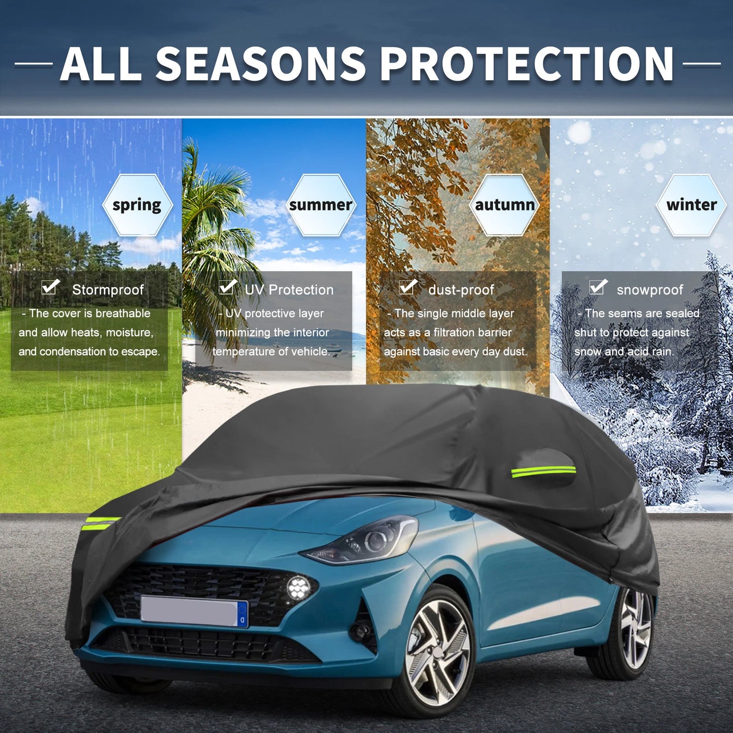 Waterproof 220D-PU Car Cover for Hyundai i10 II/III (2013–2020)