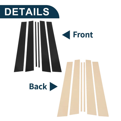 6 Pcs Door Pillar Window Trim for Toyota 4Runner (2003–2009) Black