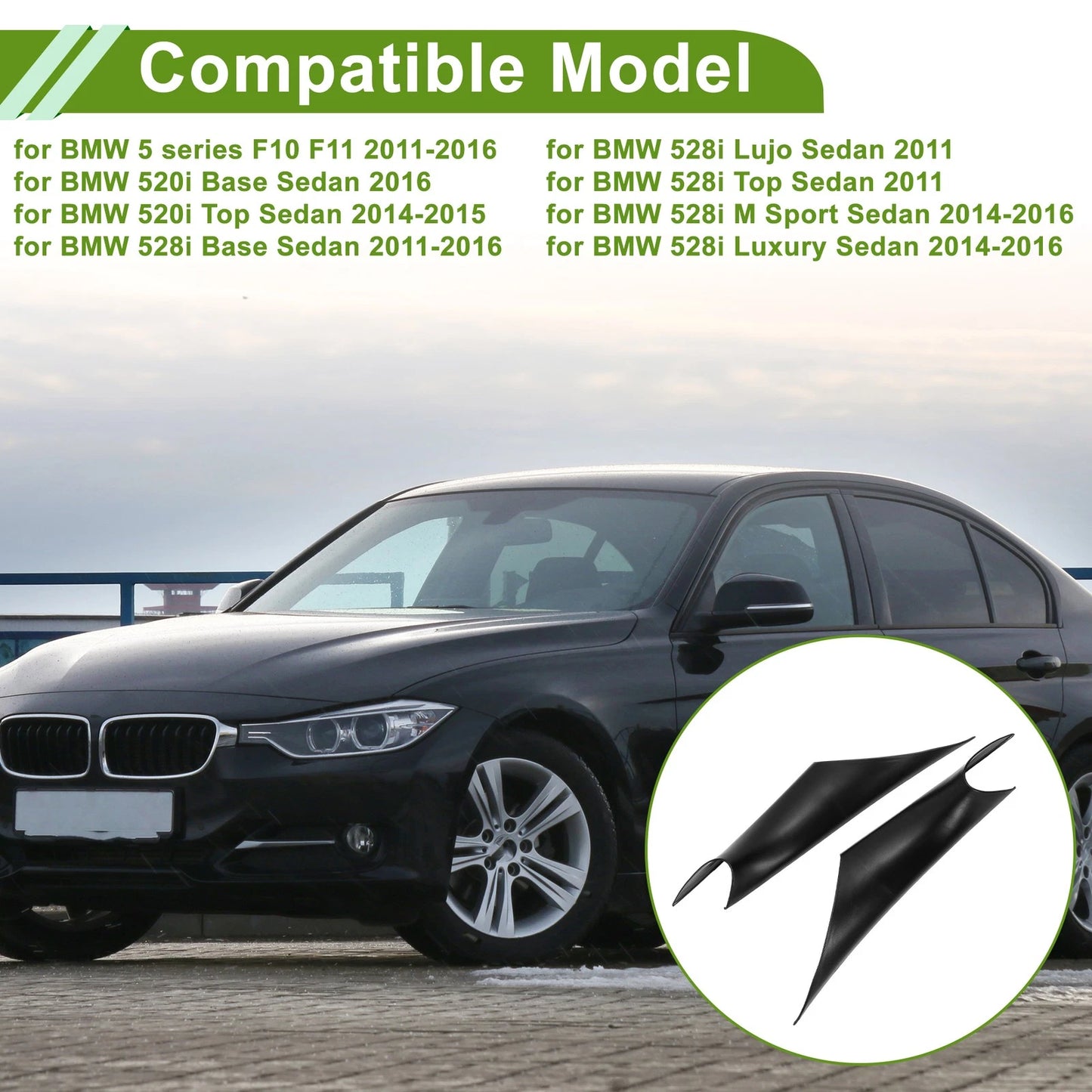 Door Panel Handle Pull Trim Cover for BMW 3 Series F30 (2012–2019) No. 51417279311 Black