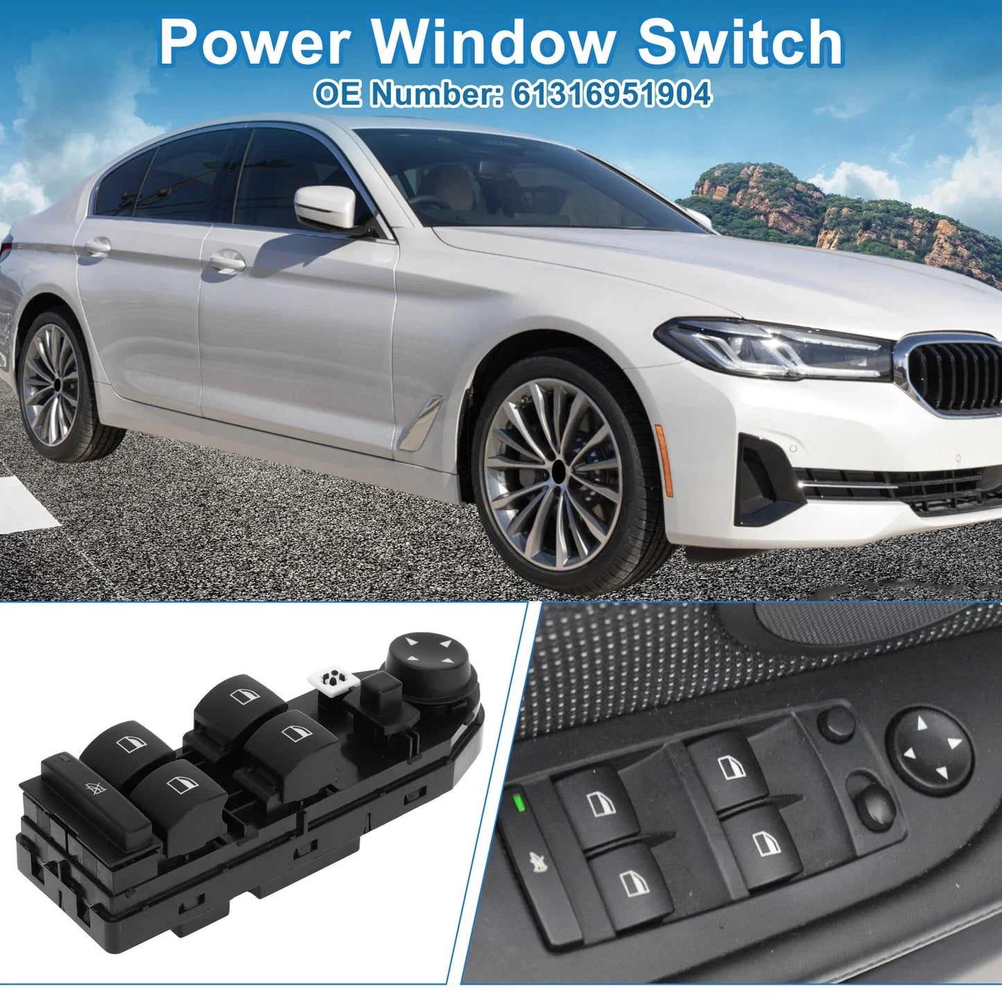 Power Window Switch Base 2.5L L6 for BMW 525i (2004 - 2005)