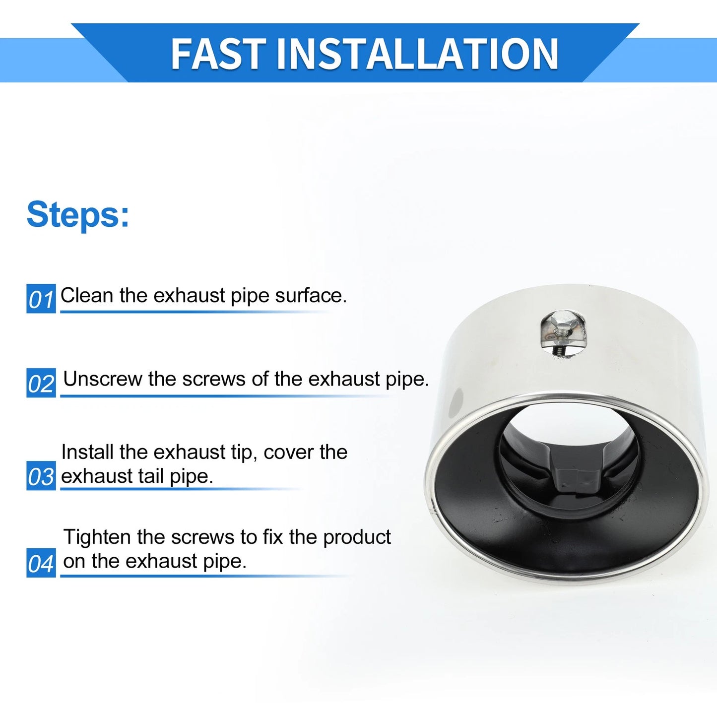 1 Pc Slant Cut Exhaust Tip 4.7" Inlet for Honda Accord (2008-2012)