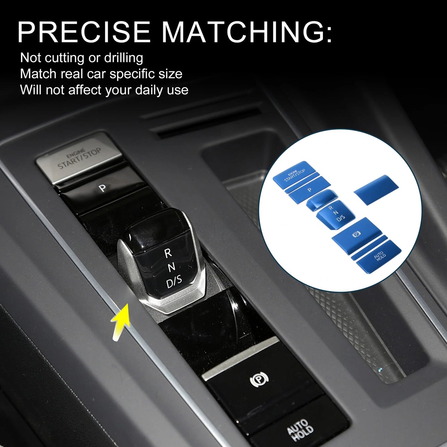 Set of 1 Gear Shift Panel Handbrake Button Sticker for VW Golf