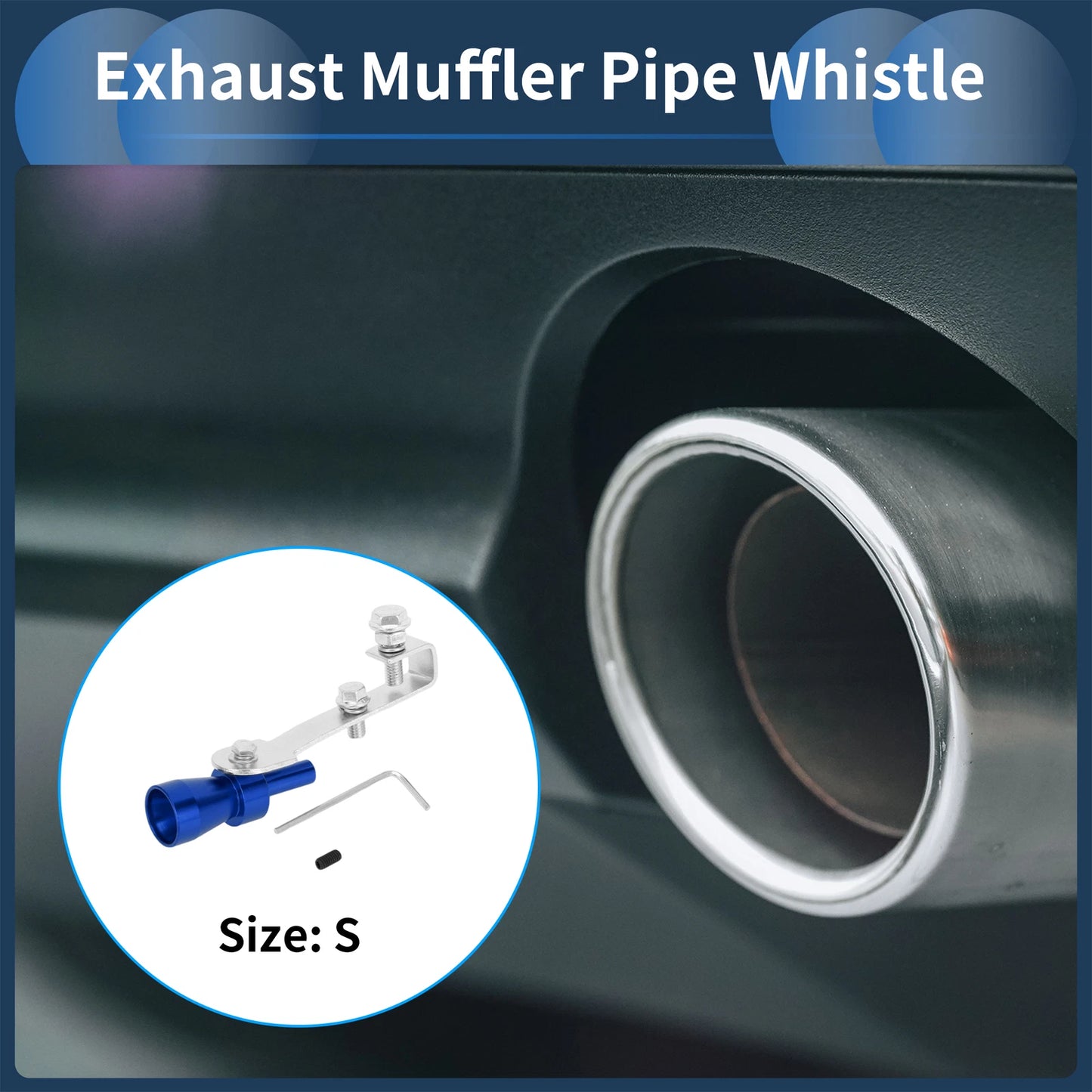 Set of 1 Turbo Sound Exhaust Muffler Pipe Whistle for Universal Fit