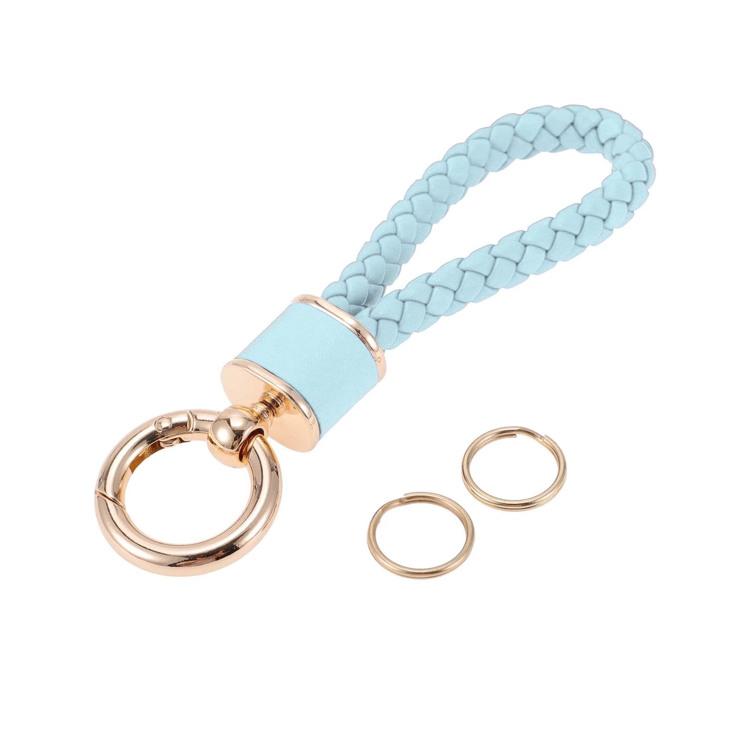Car Keychain with Ring for Universal Use (Light Blue Gold Tone)