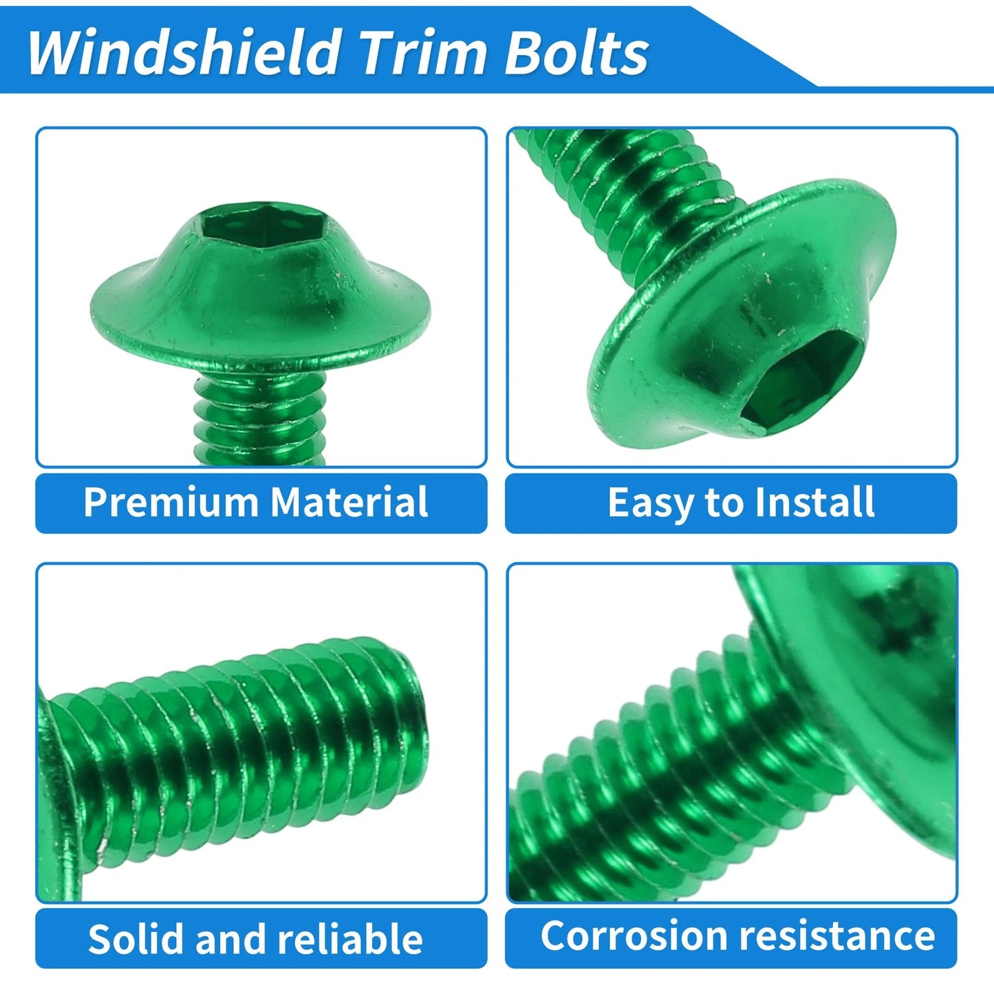 Windshield Bolts for Yamaha Motorcycles (Aluminum Rubber Green)