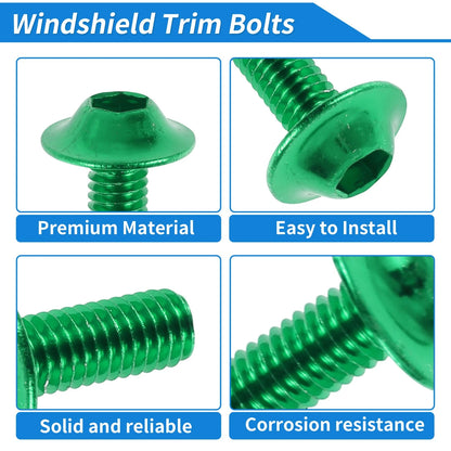 Windshield Bolts for Yamaha Motorcycles (Aluminum Rubber Green)