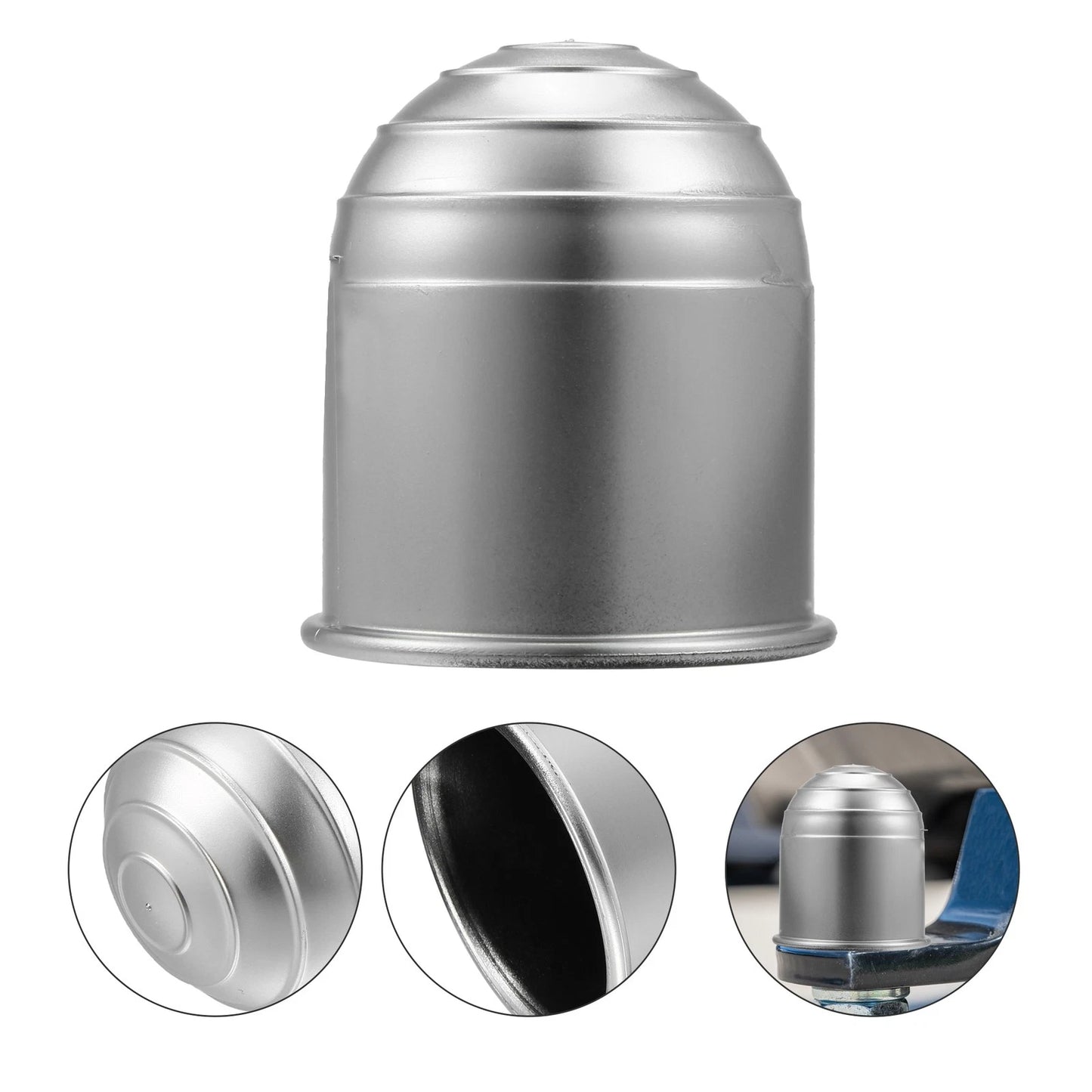 2X Universal Trailer Hitch Ball Cover 50mm ID Silver Tone