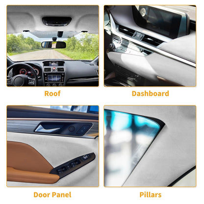 12"x57" Suede Headliner Fabric for Car Roof Repair - Light Gray