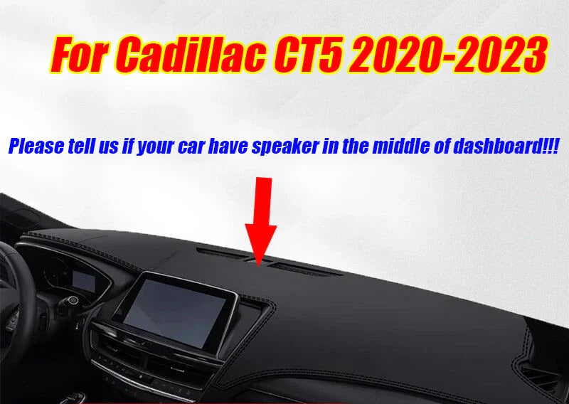 Black Leather Dash Cover Pad Mat for Cadillac CT5 (2020–2023)