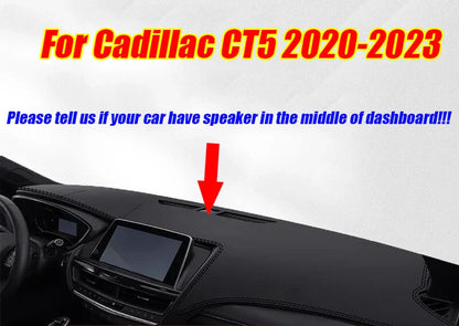 Black Leather Dash Cover Pad Mat for Cadillac CT5 (2020–2023)