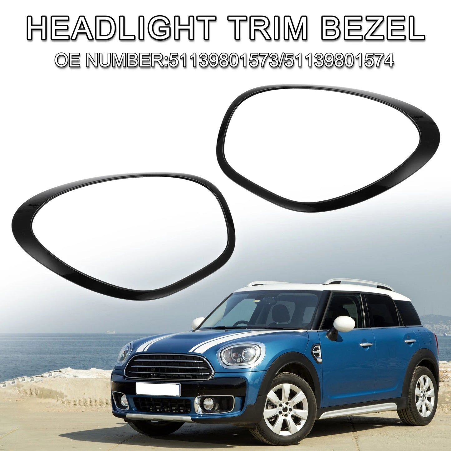1 Pair Headlight Trim Bezel for Mini Cooper Countryman (2011–2016)