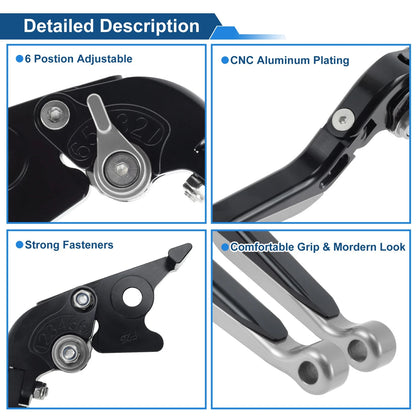Brake Clutch Levers for Kawasaki Z250SL (2016–2017) Black Handle Silver End 1 Pair