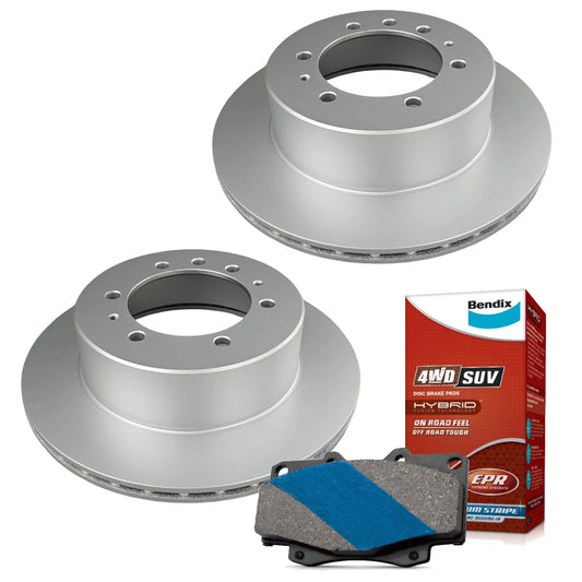 Set of 4 Bendix Rear Brake Pads and Rotors for Nissan Patrol GU Y61 (1997–2023)