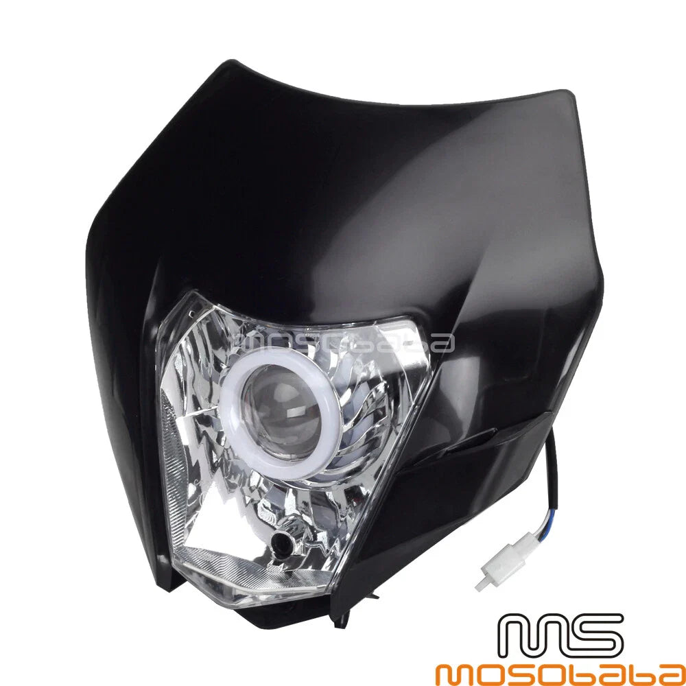 Black LED Headlight DRL Assembly for Yamaha YZ, WR, Kawasaki KDX, Suzuki DR, Honda