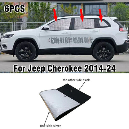 6PCS Side Window Privacy Sunshade for Jeep Cherokee (2014–2024)