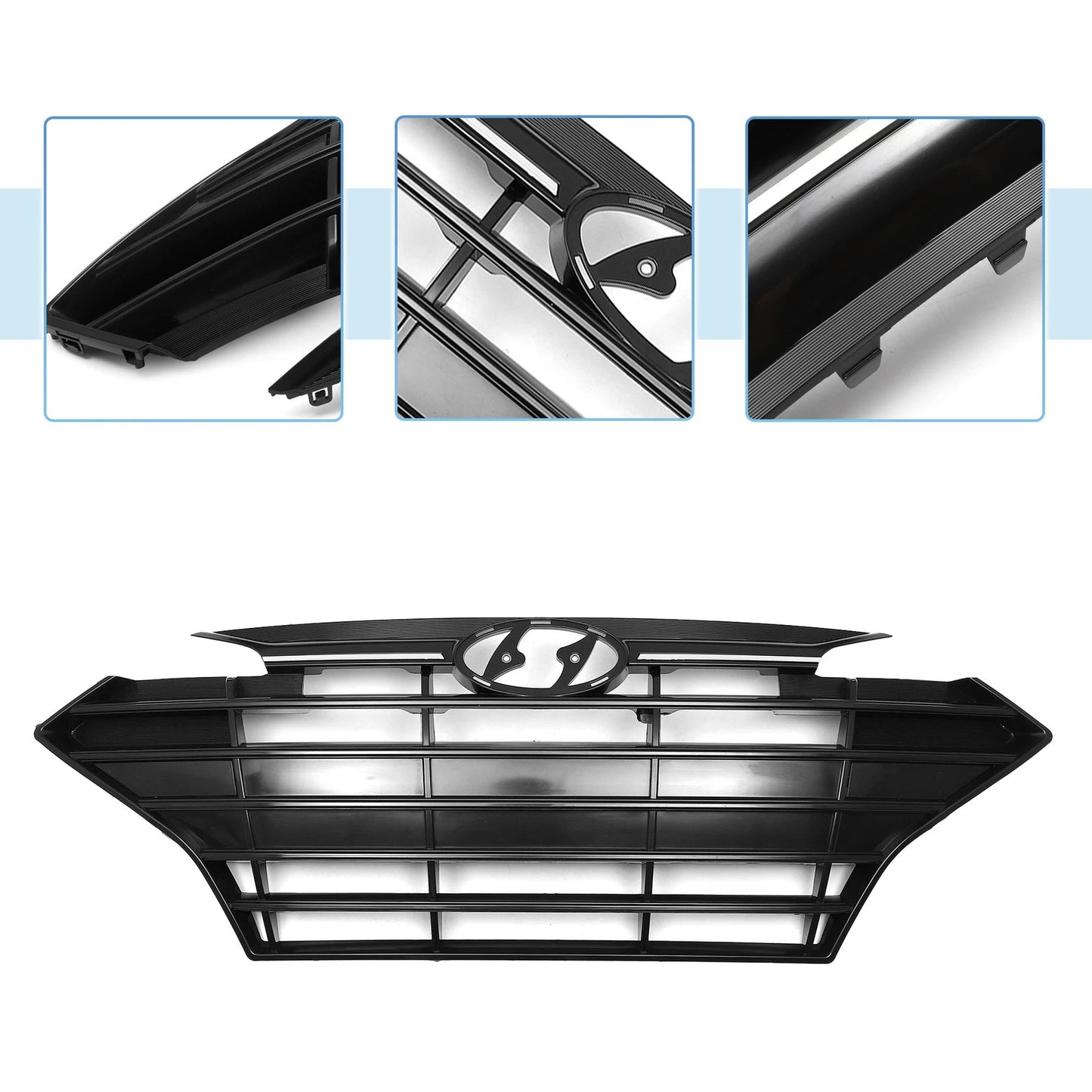 Front Upper Bumper Grille for Hyundai Elantra (2019–2020) No.86350F2BB0 Black