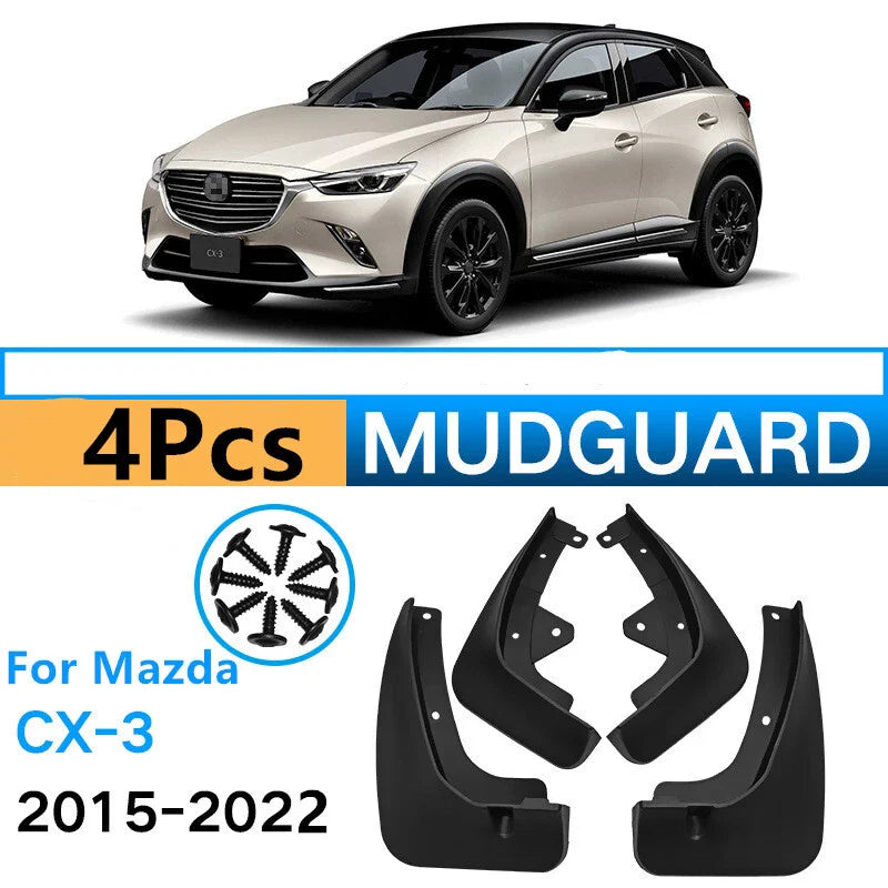 4 Pcs Front Rear Splash Fender Guards Mud Flaps for Mazda CX-3 (2015–2022)
