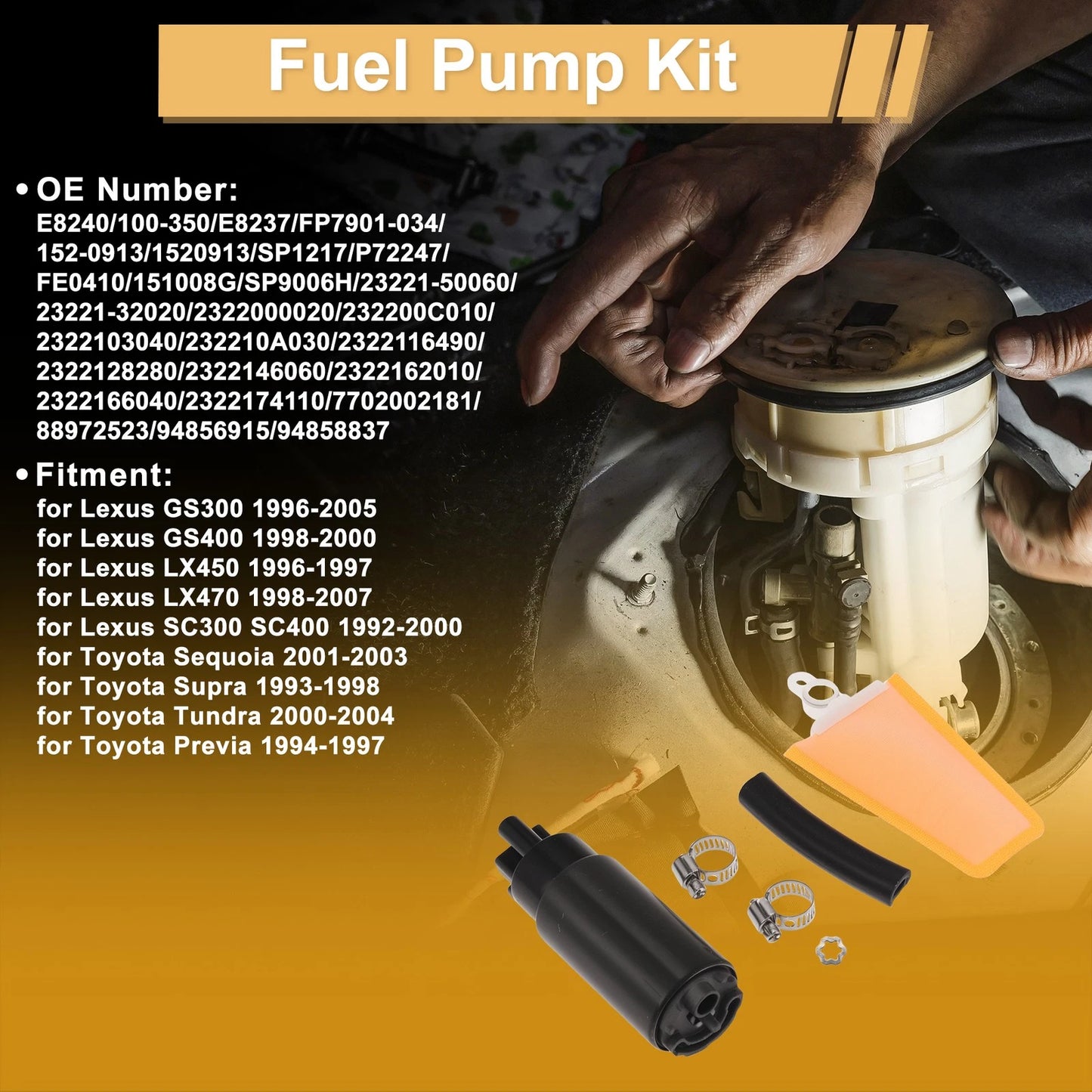 Set of 2 Fuel Pumps for Lexus GS300 (1996–2005) Replaces E8240 Rubber Electric