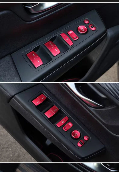 13Pcs Red Alloy Door Window Lift Button Trim for Honda CRV (2023–2024)
