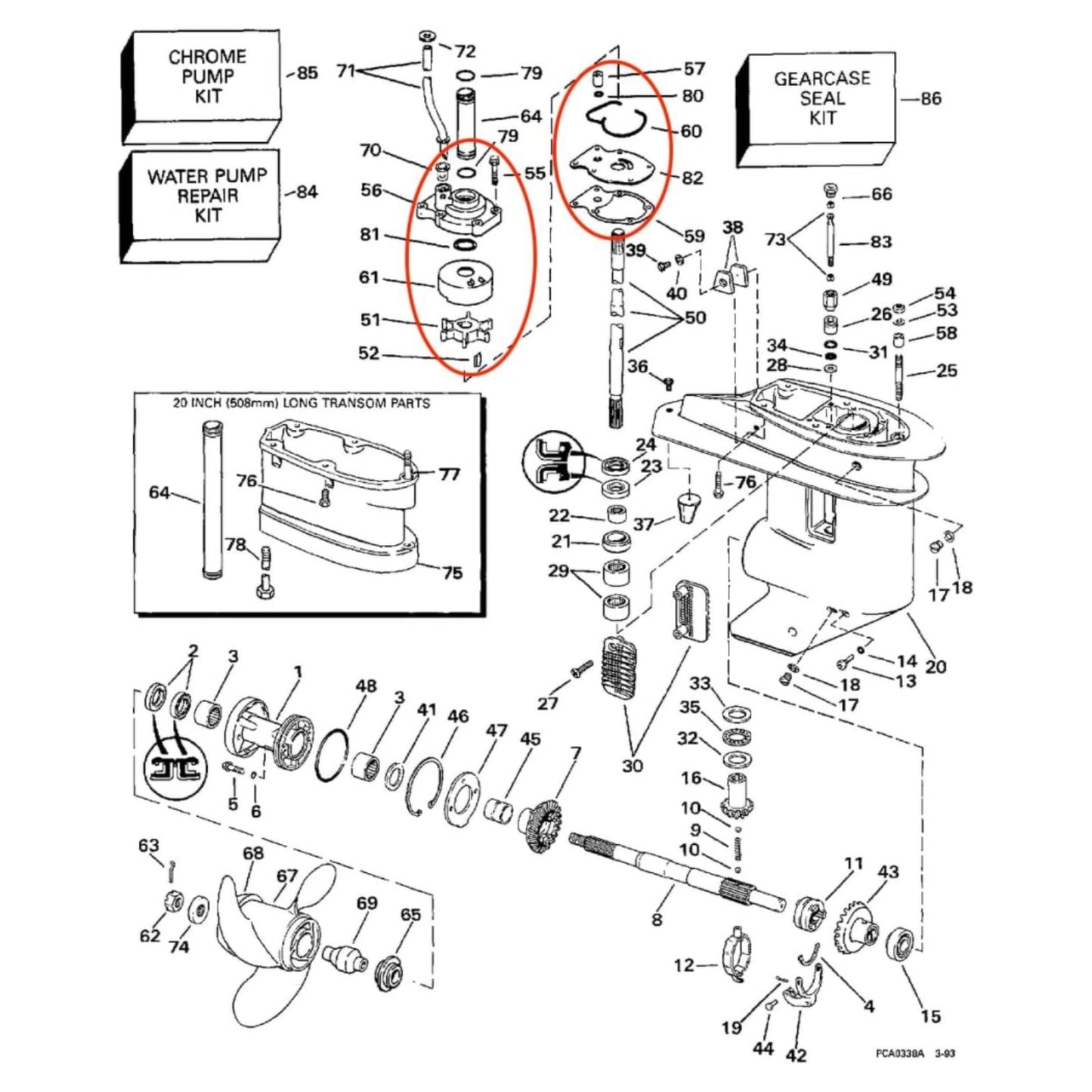 Water Pump Repair Kit for Johnson Evinrude OMC Outboards (20-35 HP)