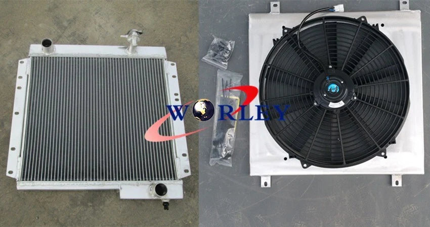 3 Row Aluminum Radiator, Shroud, Fan for Toyota Land Cruiser FJ40 FJ45 (1960-1984)