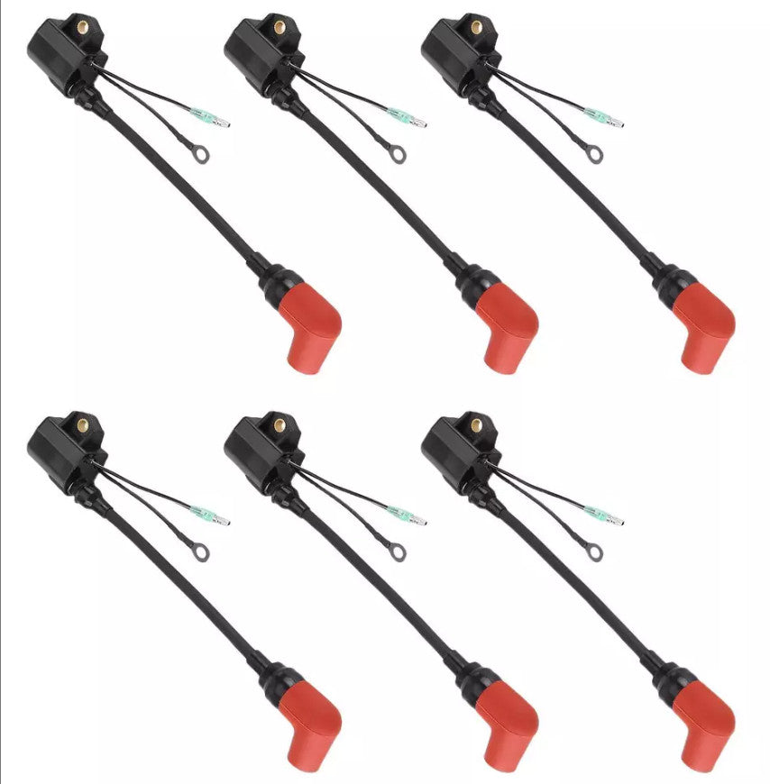 Set of 6 Ignition Coils for Yamaha Outboard 115-225 HP (2-Stroke)