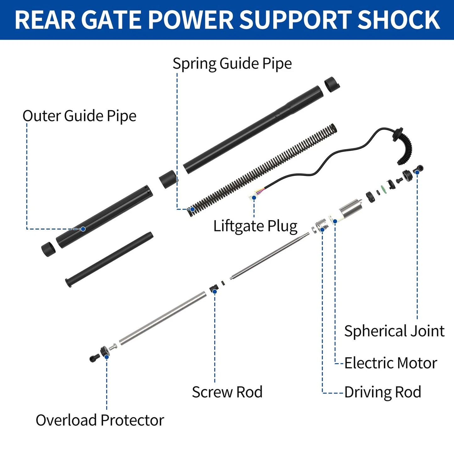 Rear LH Tailgate Power Lift Support for BMW X6 F16 F86 (2014–2019) No. 51247434043
