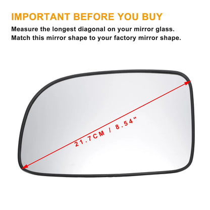Heated Left Side White Mirror Glass for Hyundai Santa Fe (2007–2012)