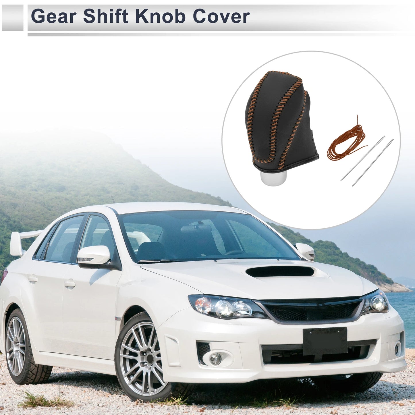 Gear Shift Knob Cover for Subaru Impreza (2017–2023) Black Brown Faux Leather