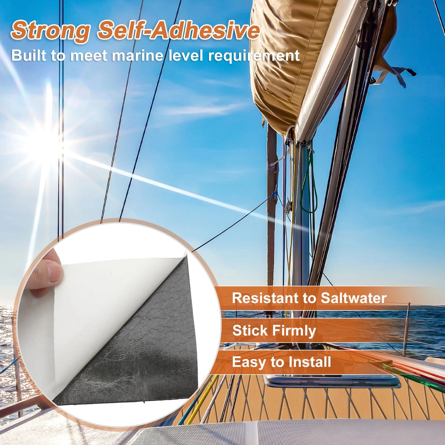 EVA Boat Flooring Strip 96" L x 24" W Brown with Black Line