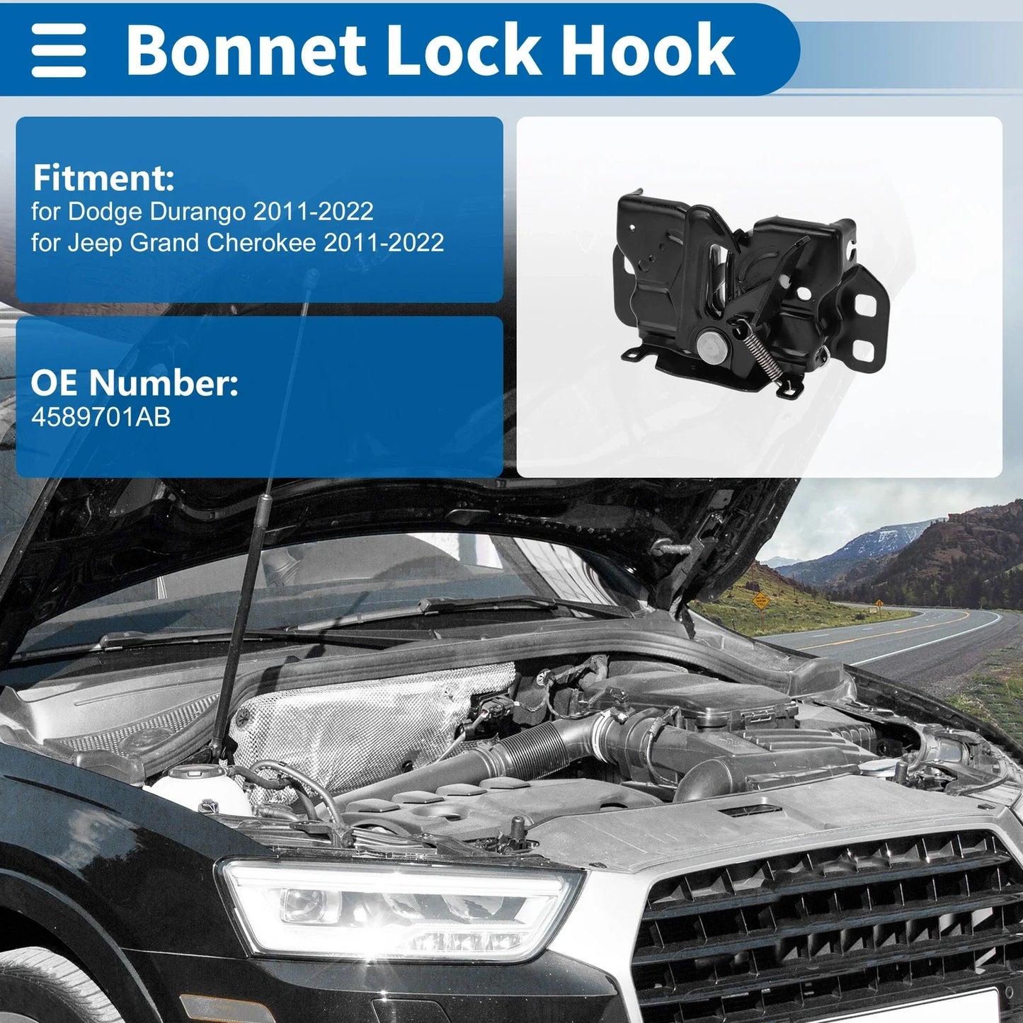 Hood Latch Assembly for Dodge Durango (2011-2022) - 1 x Durable Replacement