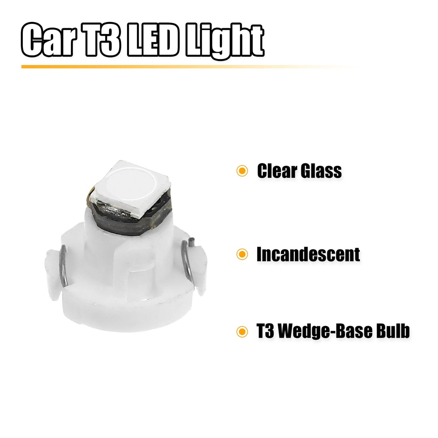 10pcs T3 3030 LED Bulbs for Auto Interior Dash Gauge Panel (12V)