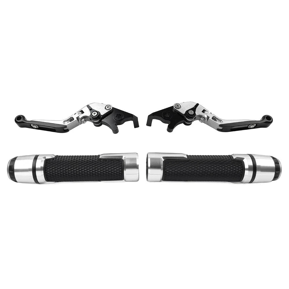 Silver Extendable Brake Clutch Levers & Handlebar Grips for Aprilia Tuono V4