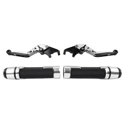 Silver Extendable Brake Clutch Levers & Handlebar Grips for Aprilia Tuono V4