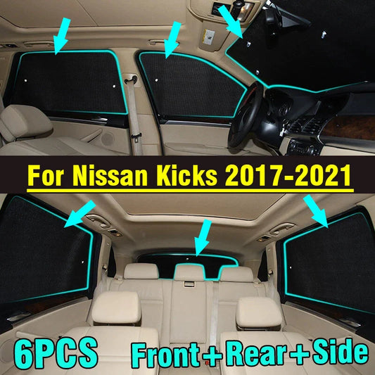 6x Front Side Rear Window Windshield Privacy Sunshade for Nissan Kicks (2017-2021)