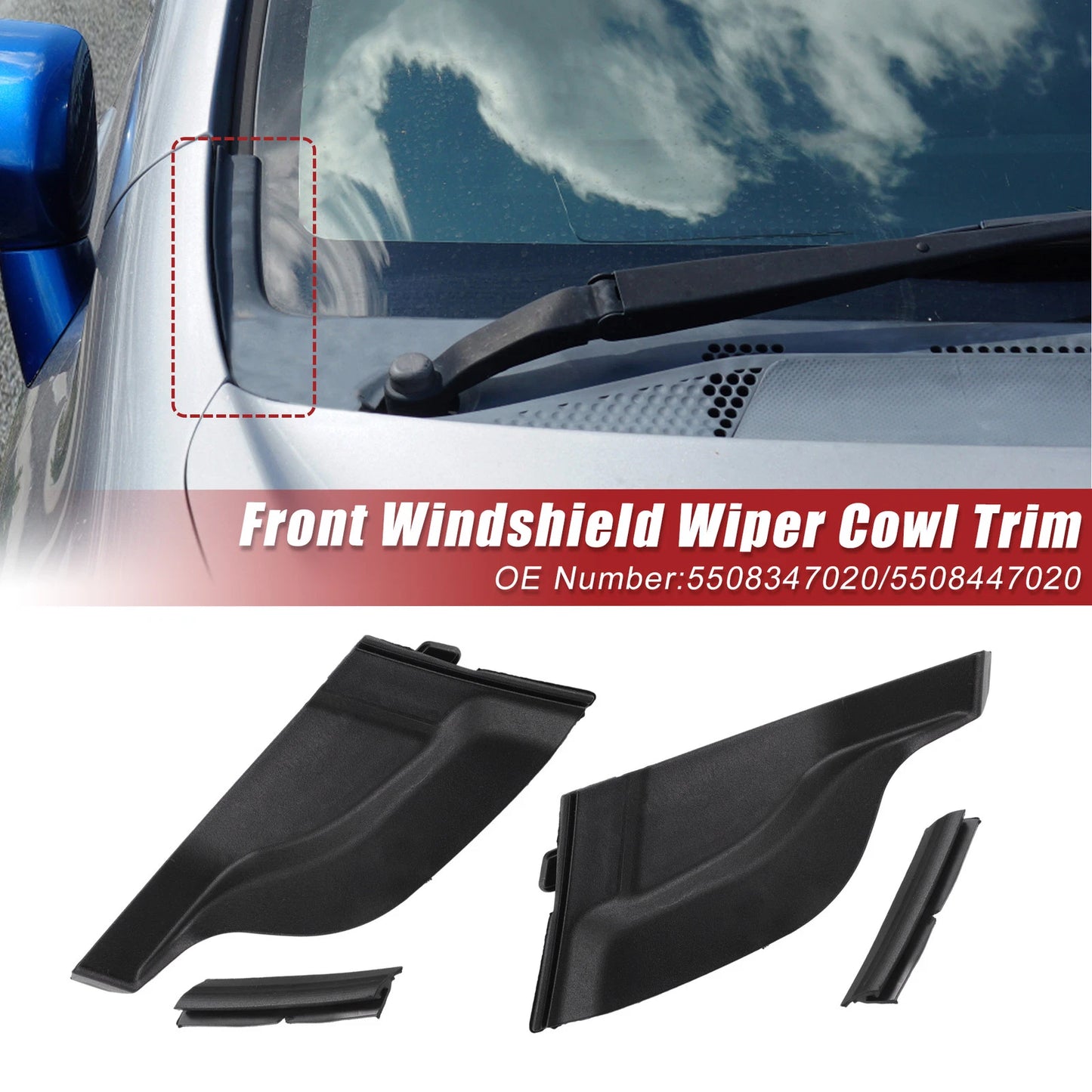 1 Pair Windshield Wiper Cowl Cover Extension Trim for Toyota Prius (2010–2015)