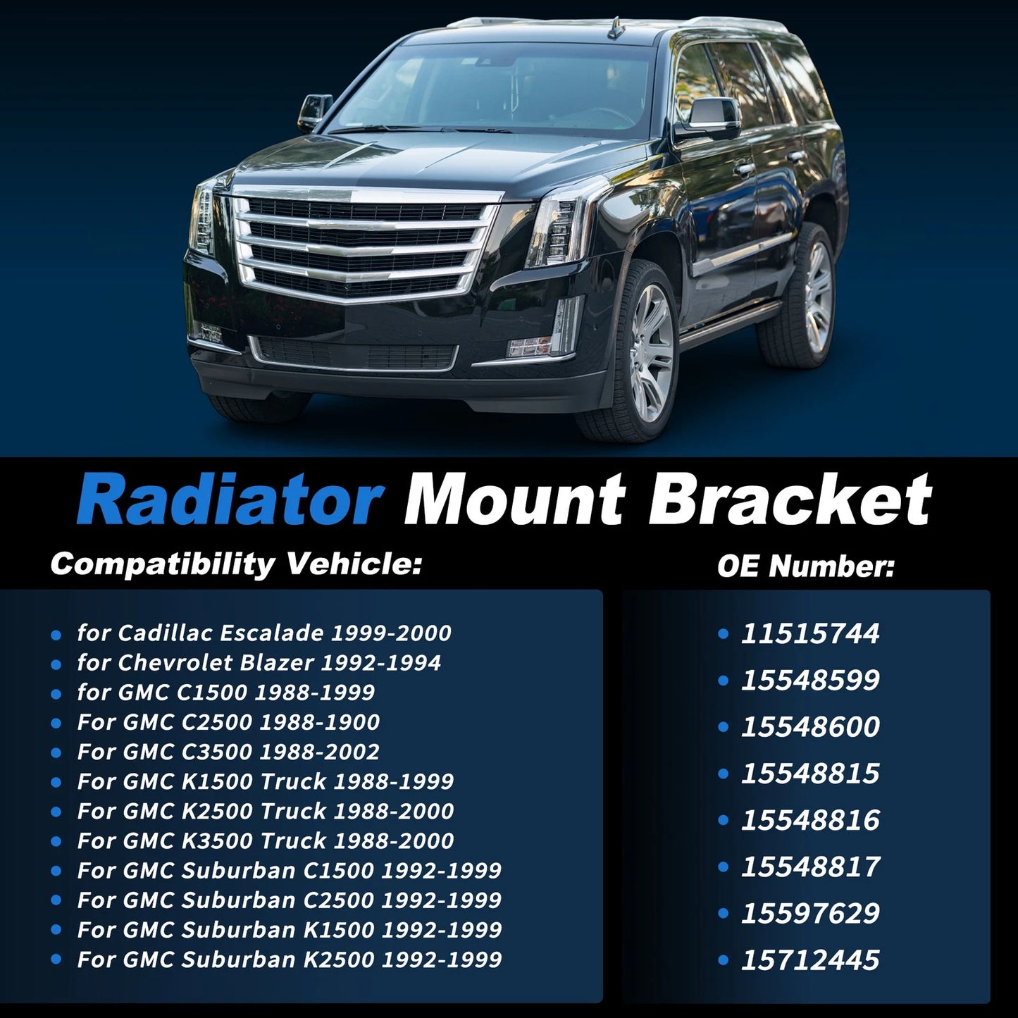 Radiator Support Body Mounting for Cadillac Escalade (1999–2000) No. 11515744