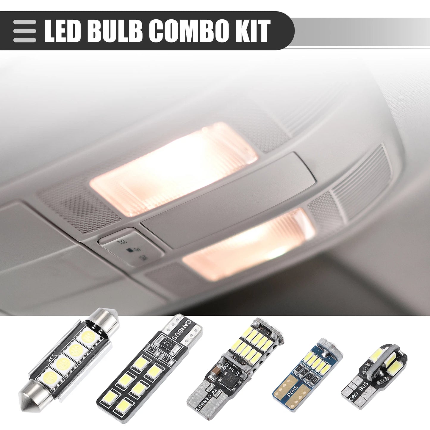 Set of 1 LED Dome Kit Interior Lights for Car (T10 24/25/32/34/41mm)