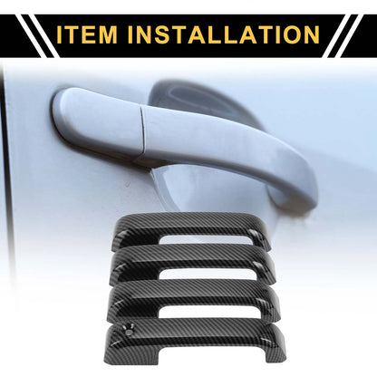 Set of 4 Car Door Handle Protectors for Ford F-150 (2015–2020) Carbon Fiber Black