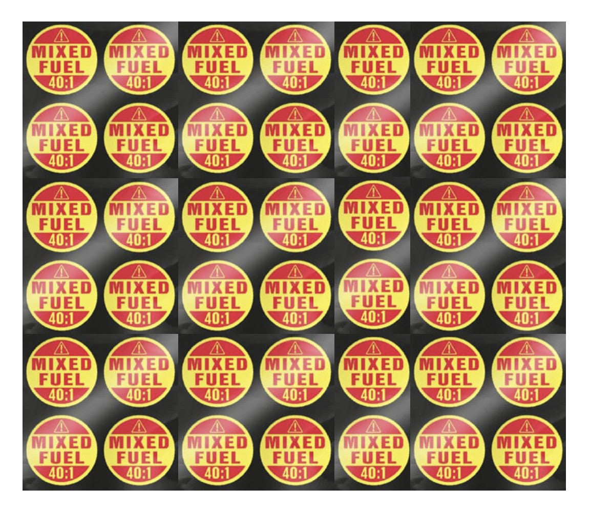 42X Weatherproof Fuel 40:1 Stickers for Mixed Fuel Applications
