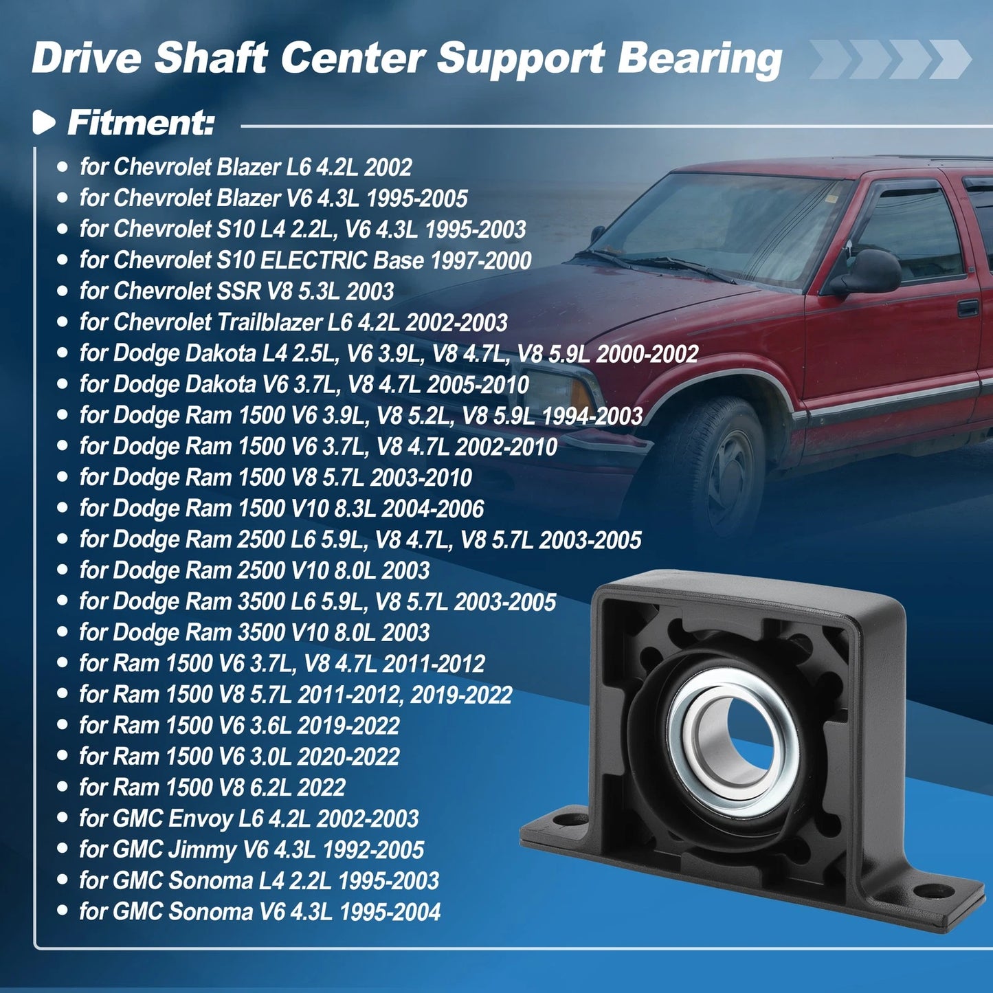 Drive Shaft Center Support Bearing for Dodge Ram 1500 2500 3500 (HB-88530)