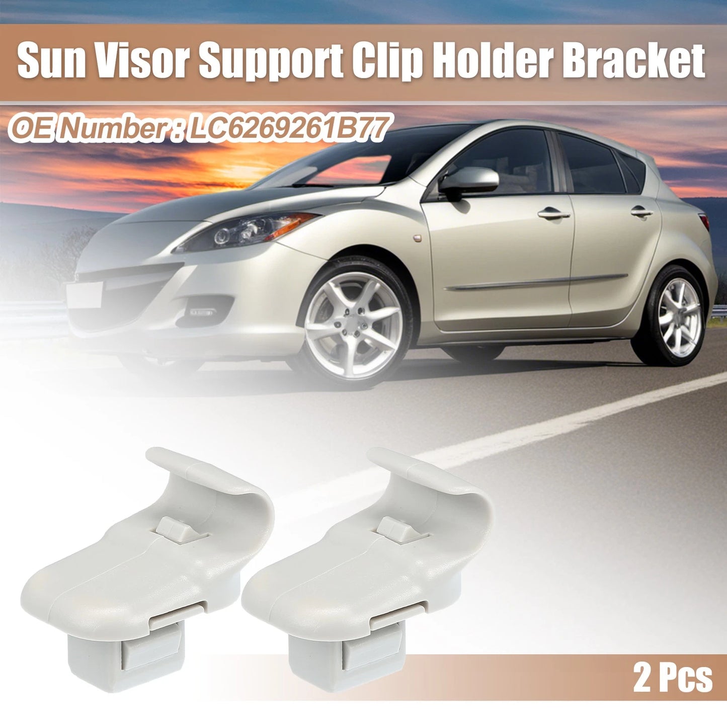 2X Sun Visor Support Clip No.LC6269261B77 for Mazda 3 (2004–2009)