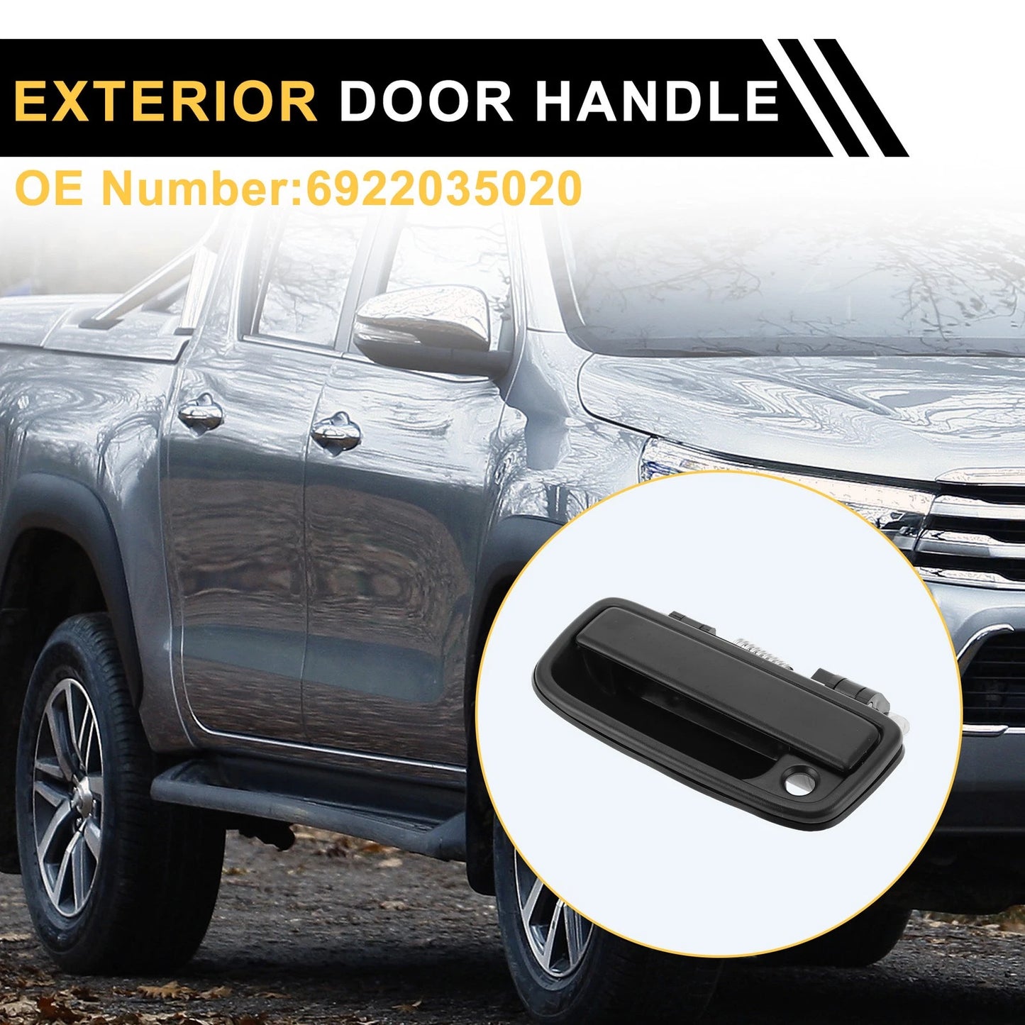 Front Left Exterior Door Handle for Toyota Tacoma (1995–2004) No. 6922035020 Black