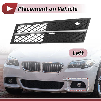 1 Pc Front Left Fog Light Grill for BMW 528i (2011-2013) Black