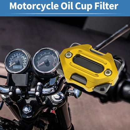 Set of 1 Oil Cup Filter for Motorcycle (Aluminum Alloy, Gold Tone)