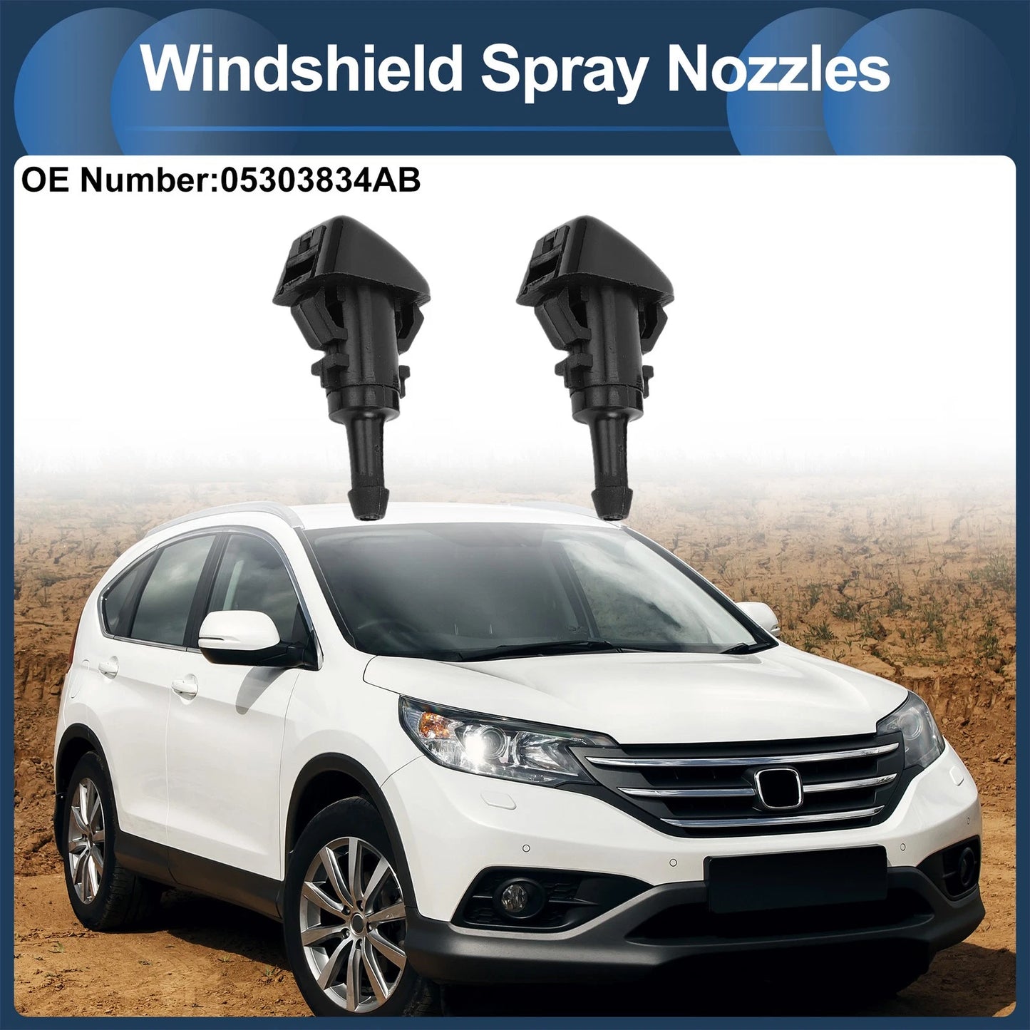 Windshield Washer Nozzle with Hose Connector for Jeep Patriot (2007–2017) No. 05303834AB